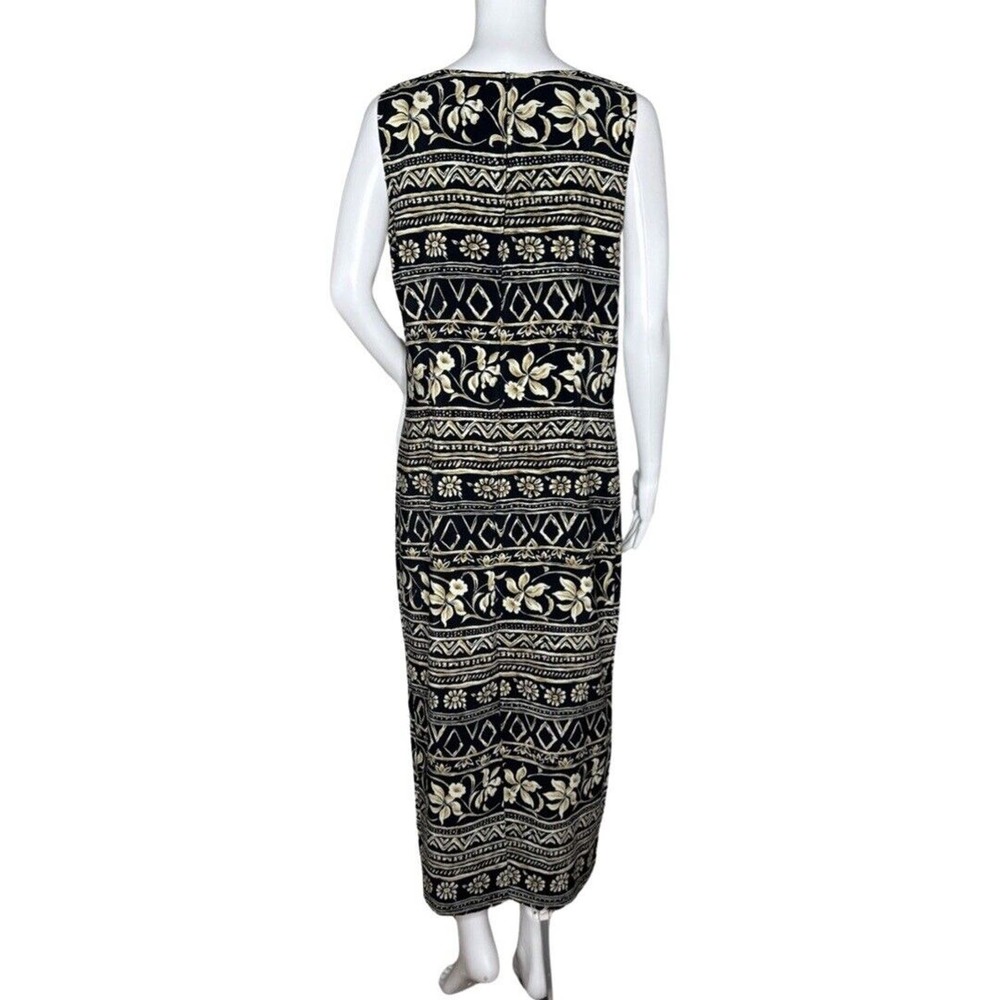 Kathie Lee Collection Maxi Dress Womens 10 Black Floral Geometric Sleeveless 90s - Picture 4 of 10